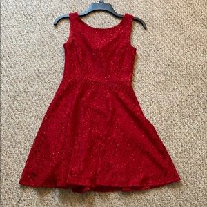 Red Sparkly Skater Dress
